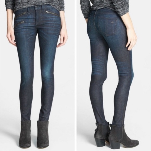 Rag Bone Kensington Moto Zipper Jeans 